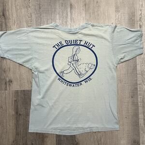 VTG 70s The Quiet Hut Whitewater Half Marathon Blue 1979 Distressed Stained L